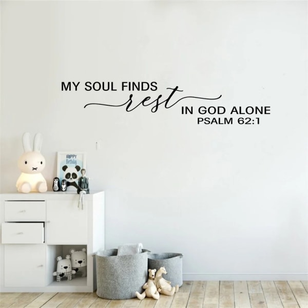 Psalm My soul finds rest in God alone Bible Verse Wall Sticker Bedroom Christian Jesus God Quote Wall Decal Living Room Vinyl