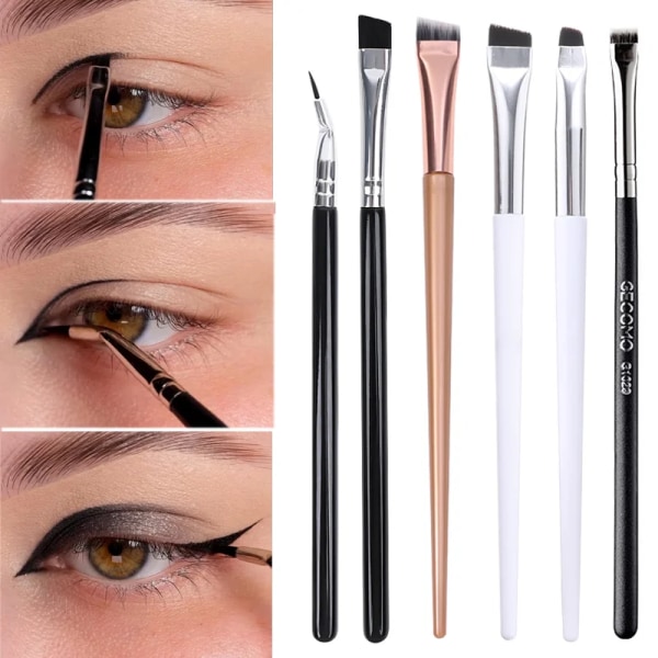 6pcs Professional Eyebrow Eyeliner Brushes Soft Angled Blade Thin Flat Contouring Brow Eye Liner Makeup Brush Women Eyes Makeup Tools