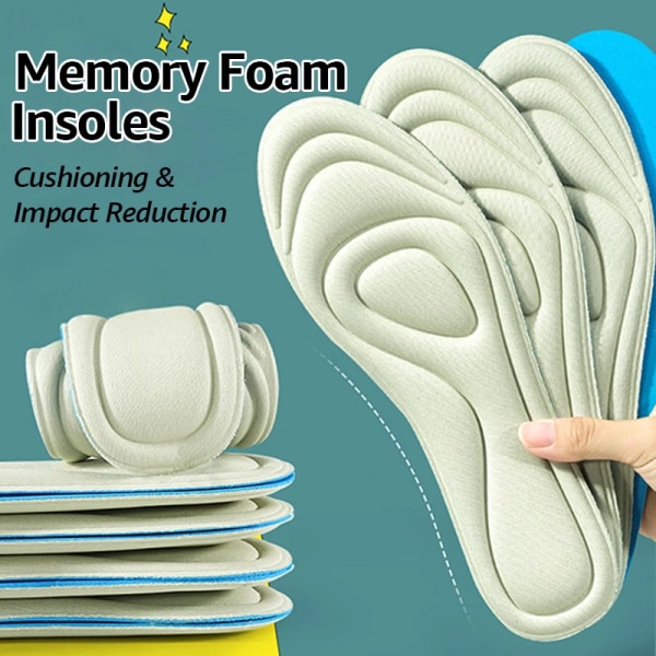 2 Pairs Memory Foam Insoles for Shoes Women's Sweat Absorption Massage Sport Insole Feet Orthopedic Sole Accessories Pads Men
