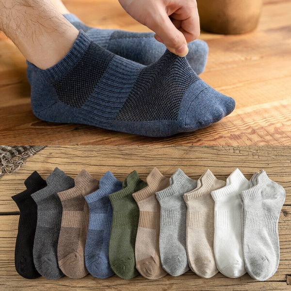 5 Pairs Zonbailon Summer Thin Cotton Breathable Moisture Wicking Low Top Socks