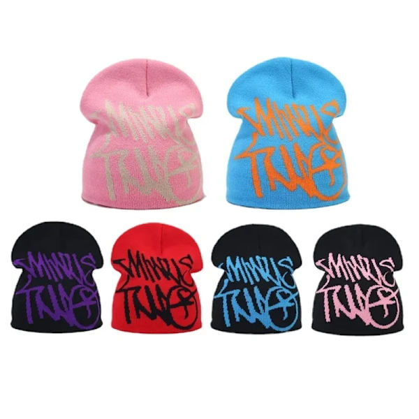2023 Ny Minus Two Beanie Cargo Y2K Keps för Herr Dam Kanye Beanies Kanada Vinterstickad Gorras Hombre Top Keep Warm Hat blå
