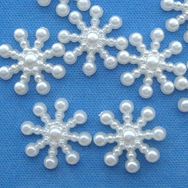 100Pcs/lot White DIY Snowflake Artificial Flatback Pearl Christmas Card Making DIY Craft High Quality