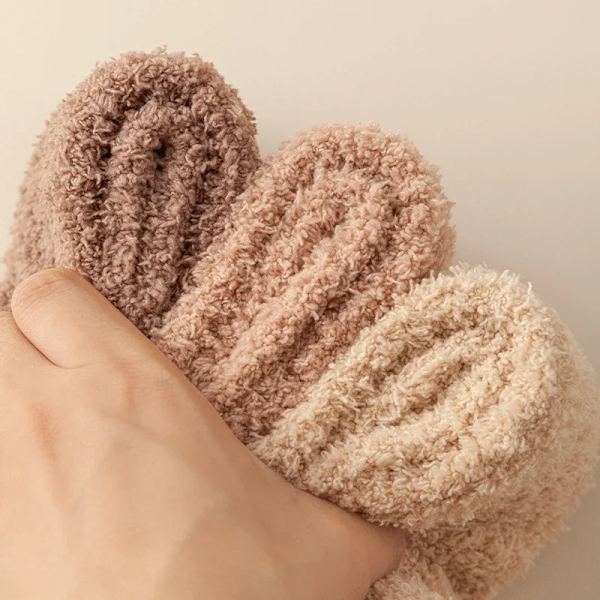Warm Fuzzy Five Toe Sock Women's Winter Soft Fluffy Cozy Thick Thermal Coral Fleece Crew Sock Casual Home Daily Use Sleep Sox