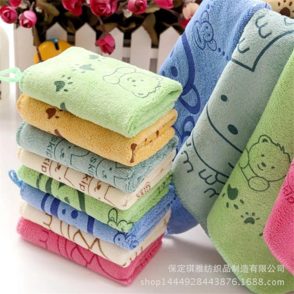 3 Pcs/Lot Baby Towel Cute Superfine Fiber Kid Bath Towels Washcloth Square Towel Children Kitchen Bathroom Wipe Wash Cloth Gift