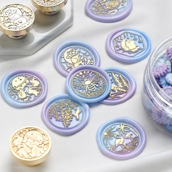 Wax Seal Stamp Fire Lacquer Shaped Embossed Multi-layered  Background Flower Stamps Craft Supplies Scrapbooking Supplies Brass