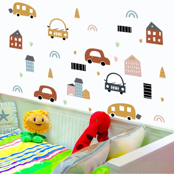 Cartoon Car Self-adhesive PVC Wall Stickers Home Decor Removable Decals for Nursery Kids Bedroom Baby Kids Boy Room Wallpaper