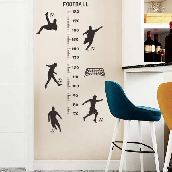 Football Height Measuring Wall Stickers For Kids Room Football Height Mural Decal Boys Bedroom Decorative Nursery Wallpaper