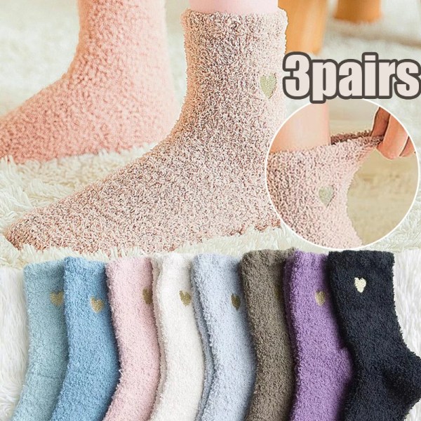 1Pairs Thickening Love Printing Socks Women Winter Warm Casual Plush Home Sleeping Snow Long Sock Coral Fluffy Feet Warmer