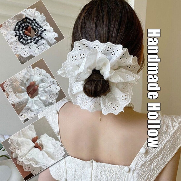 INS Lolita Lace Scrunchies Flower Temperament Hair Rope Large Lace Hair BandSALE