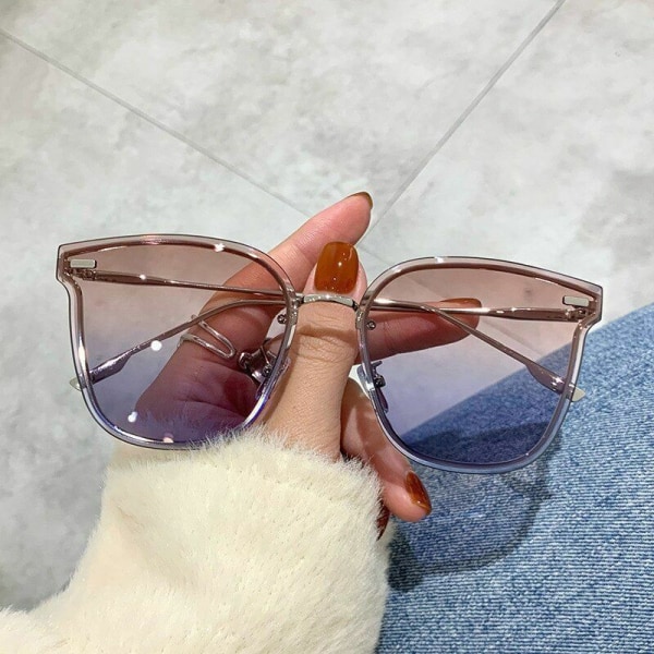 Oversized Tea Blue Sunglasses Women Luxury Brand Vintage Square Shades Fashion