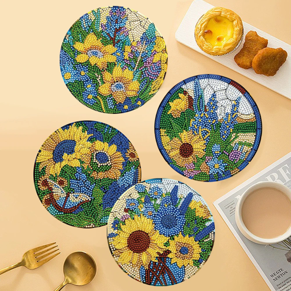 DIY Diamond Painting Kitchen Dish Mat Stain Glass Diamond Coaster Diamond Painting Art Coaster Kit Diamond Painting DIY Coaster