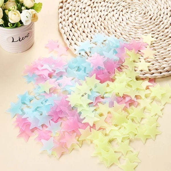 100pcs Stars Wall Stickers For Kids Room Bedroom Decor Glow In The Dark Earth Wall Decals Noctilucent Stickers Home Decor 50%