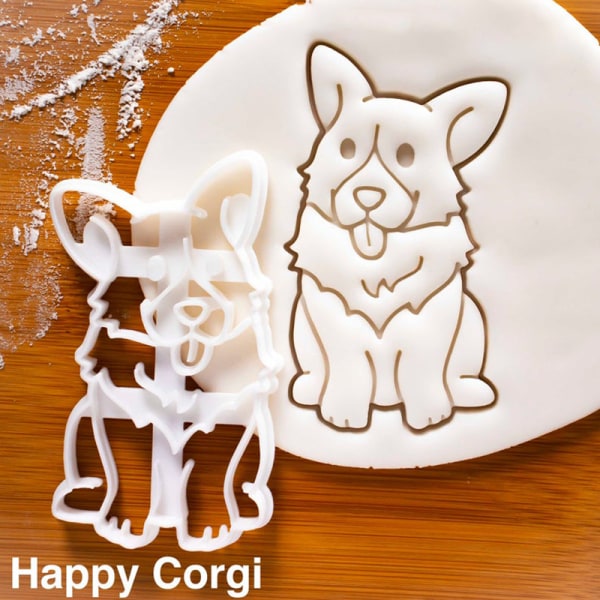 3 kakskärare form Corgi hundformad gör-det-själv-kexbakverktyg Söt djurkaksstämpel för barn Köksartiklar Bakverk vit