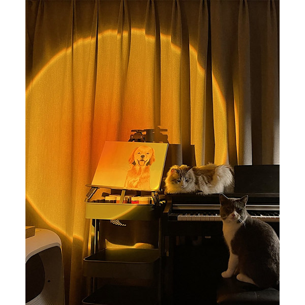 Solnedgång projektor lampa Regnbåge atmosfär nattljus. Solnedgångsröd