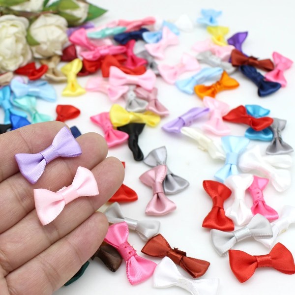 50/100pcs 15-30mm Mini Fabric Ribbon Bow Tie/Tiny Satin Bows Mix DIY Sewing Crafts Wedding Bow Tie Scrapbooking Decoration