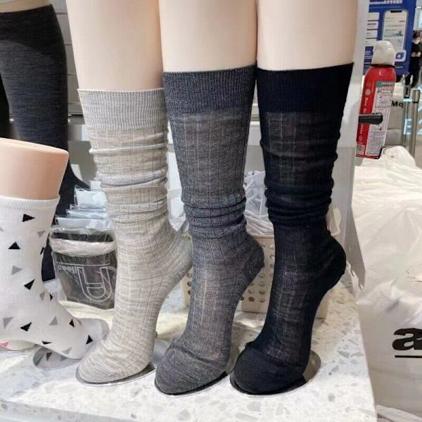 5 Pairs of women's winter calf socks solid color odor-proof stockings