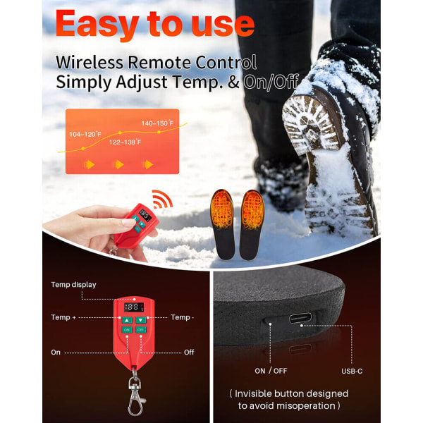 Winna Rechargeable Heated Insoles for Women Men Soft Boot Insole Foot Warmer