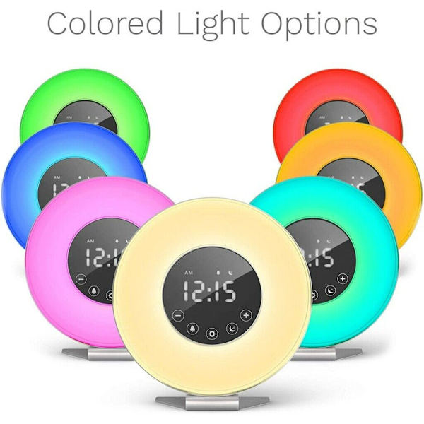 Wake-up Light Sunrise Alarm Clock LED FM Radio Bedside Sounds Touch Night Lamp