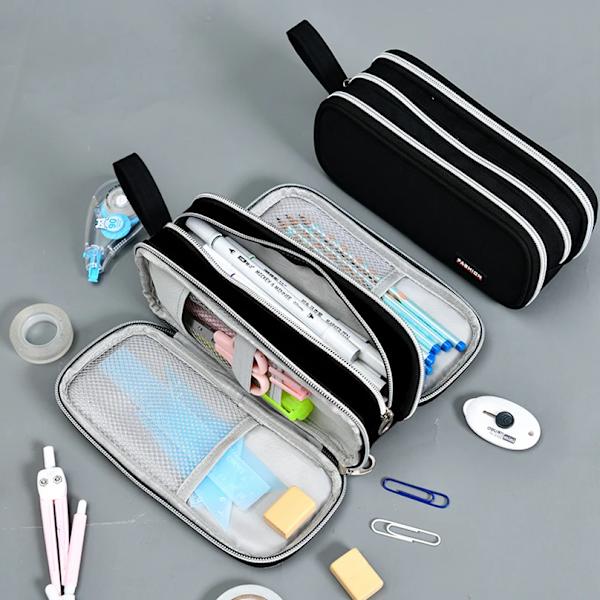 Pencil Case Black Stationery Pencil Box Trousse Scolaire Large Capacity Pencilcase Astuccio Canvas Estuche School Pencil Cases