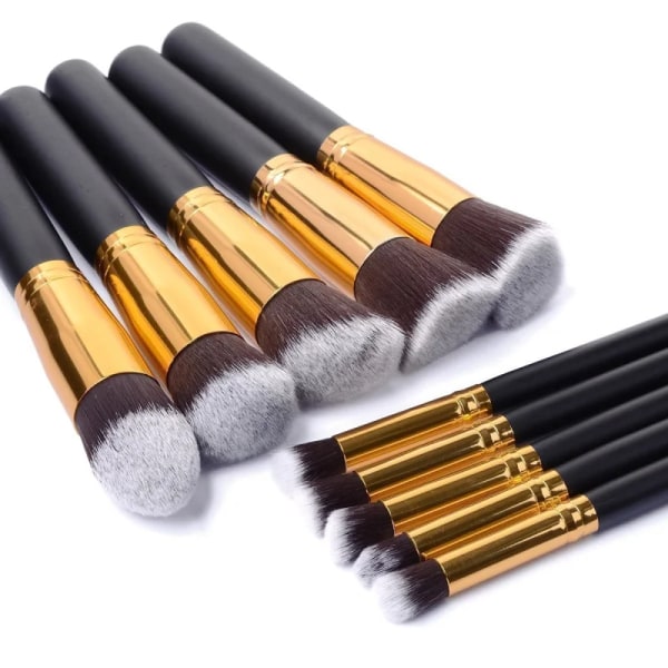 New Arrive 10 pcs Synthetic Kabuki Makeup Brush Set Cosmetics Foundation blending blush makeup tool