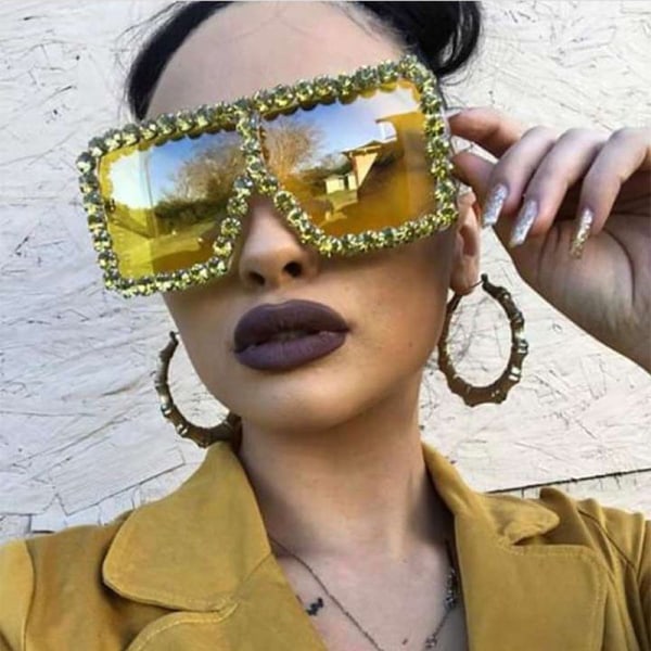 Festival Square Sunglasses Oversized Glitter Crystal Rhinestone Luxury Fashion