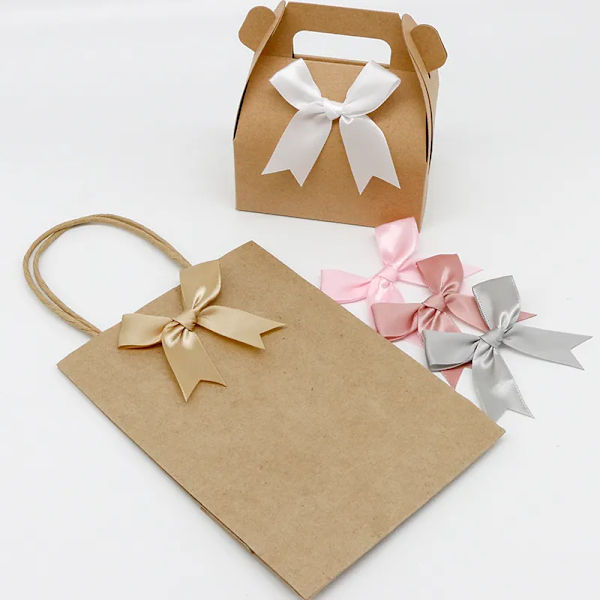 50PCS 85*85mm Pink Satin Ribbon Bows Decoration Packages Gift Small Flower Bows For Craft Wedding Bow Birth DIY Party Decoration