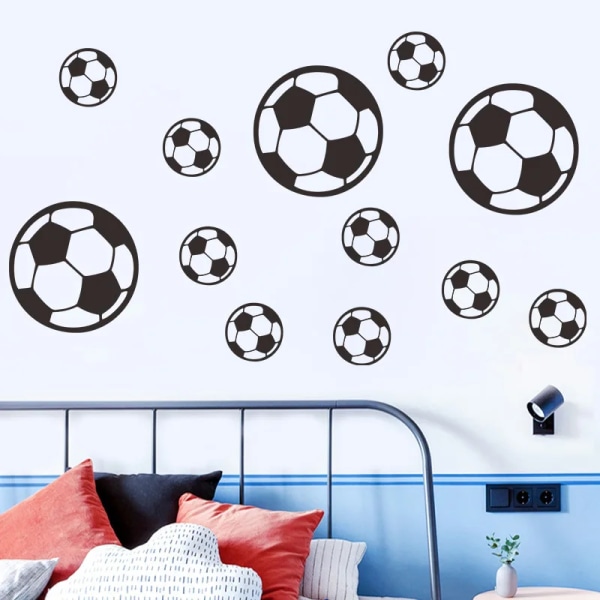 12pcs Footbal Soccer Wall Sticker Waterproof Home Decor for Boy Kids Rooms Living Room Art Decoration Bedroom Decor