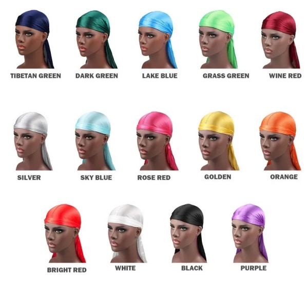 Satin Hat Hair Night Silky Durag Men Hair Bandanas Headband Turbans Hat Wigs Doo Biker Sports Head Scarf Hair Accessories