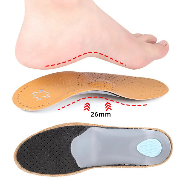 Leather Orthotic Insole for Flat Feet Arch Support Orthopedic Shoes Sole Insoles for Feet Suitable Men Women Children O/X Leg