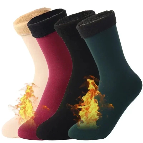 1-5pairs Winter Snow Socks Women Men Velvet Thickened Medium Tube Solid Color Floor Thermal Floor Sleep Socks Cashmere Socks