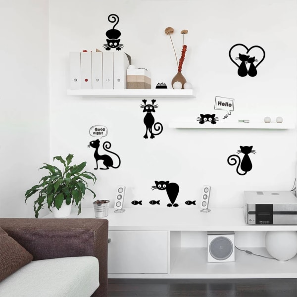 Cute Cats Switch Stickers For Kids Room Bedroom Home Decoration Diy Cartoon Pet Animal Mural Art Pvc Wall Decal Kitten Poster