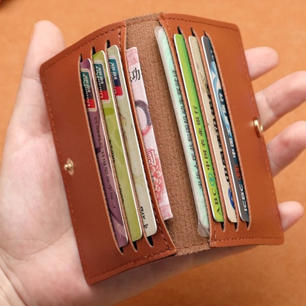 PU Leather Card Holder Business ID Credit Card Bags Wallet for Women Short Solid Purse with Buttons Ultra Thin Credit Card Bags