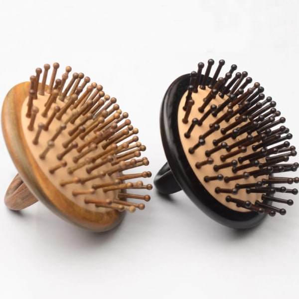 Sandalwood Massage Comb Portable Meridian Scraping Scalp Airbag Brushes Round Wooden Massager Comb Anti Hair Loss