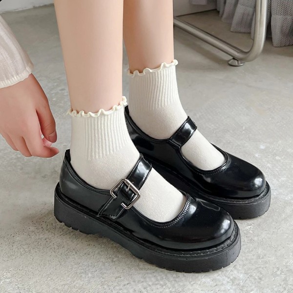 Japanese Winter Rolled Edge Short Socks Cute Socks Women Fresh Winter Wooden Ear Edge Female Socks Student Lo Niang Short Socks
