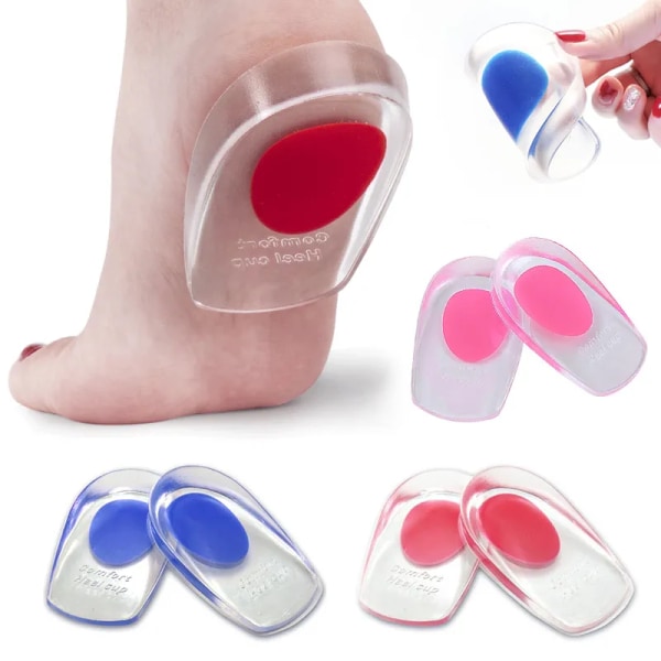 1 Pair Soft Silicone Gel Insoles for Heel Spurs Pain Foot Cushion Foot Massager Care Half Heel Insole Shoe Pad Height Increase