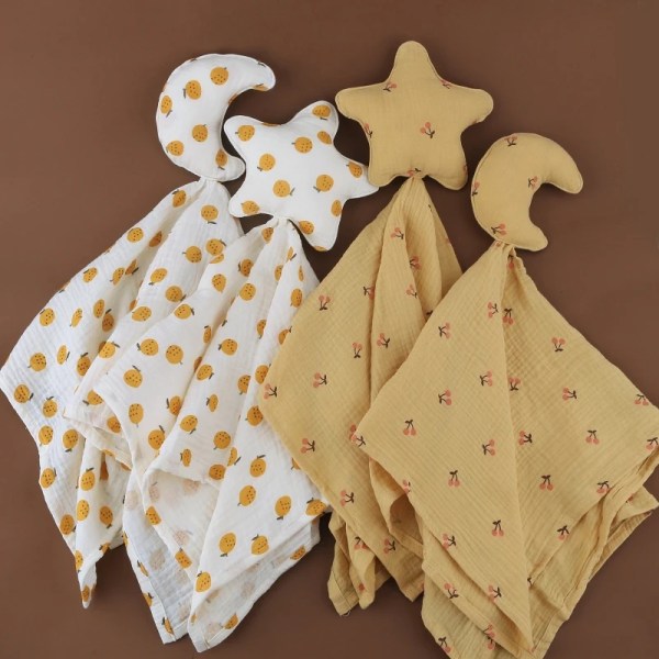 New Born Soothe Appease Towel 100% Organic Cotton Moon Star Toy Ins Baby Comforter Lovely Muslin Security Blanket