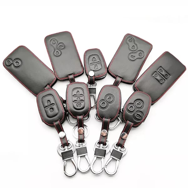 Leather Key Case Holder For Renault Megane Clio Logan Kadjar 1 2 3 Scenic Koleos 9 Styles Keychain Card Car Cover Accessories
