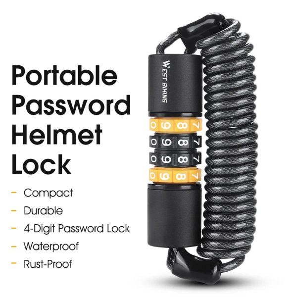 Bicycle Safety Lock Bike Helmets AntiTheft Elasticity Locks 4 Digits Combination Password Road Bike Steel Cable Cycling Lock