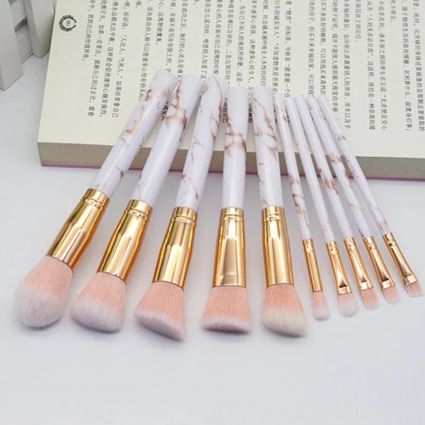 10 Pcs Makeup Brushes Tool  Beauty Eye Shadow Eyebrow Fan Blush Blending Make Up Brush Kit Cosmetic Set