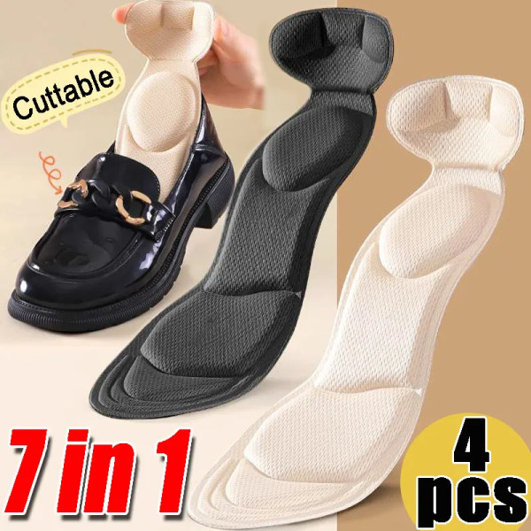4pcs 7 In 1 Memory Foam Insoles High-heel Shoes Insoles Anti-slip Cutable Insole Comfort Breathable Foot Care Massage Shoe Pads