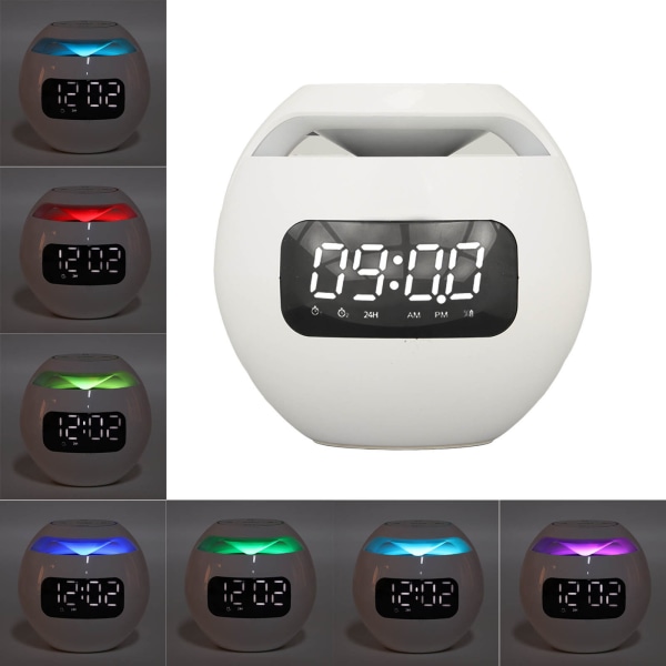 BT Alarm Clock Speaker Colorful Wireless FM Radio With Voice Announcements UK