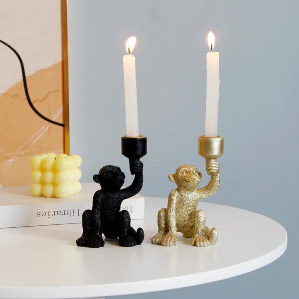 Light Luxury Resin Candle Holder Creative Monkey Shaped Long Rod Candlestick Table Top Christmas Wedding Decoration Ornaments