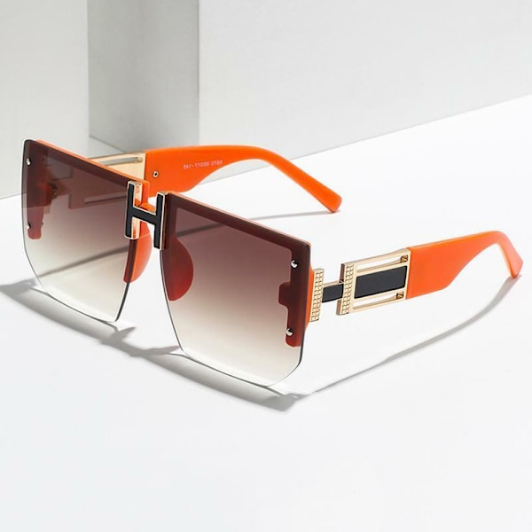 2023 Luxury Brand Designer Rimless Oversized Sunglasses Women Fashion Vintage