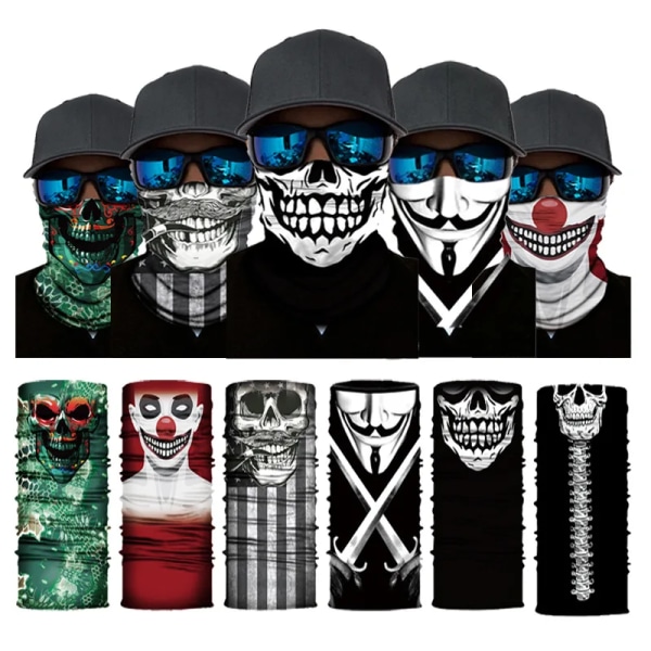 Skull Half-face Series Cross-border Turban Variety Outdoor Face Towel Riding Mask Seamless Scarf Adult