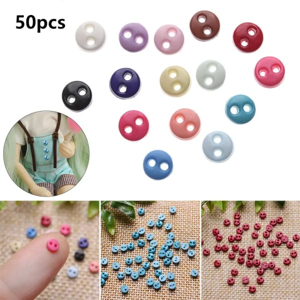 50Pcs 4mm Candy Color Mini Buttons Dollhoues Miniature Plastic Buckles Clothing Sewing Buckle Gift DIY Doll Clothes Accessories