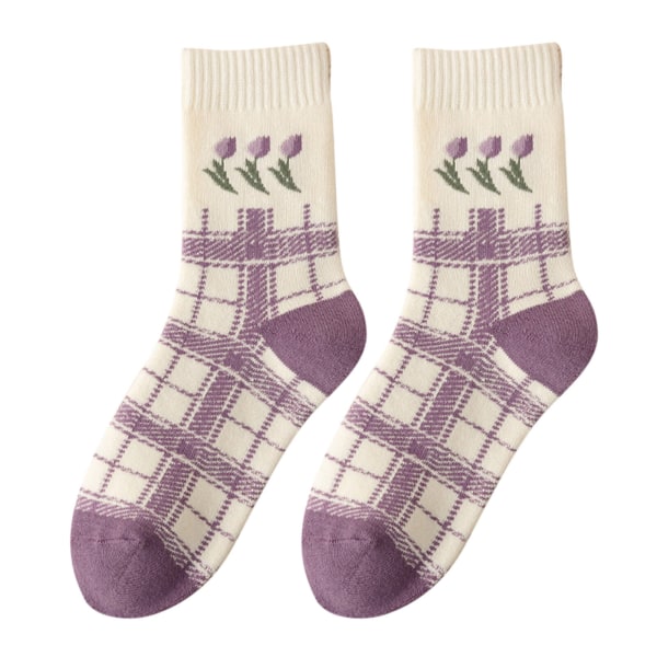 Purple Thick Socks Women Middle Tube Socks Autumn And Womens Opaque Tights