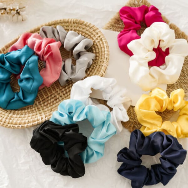 Glossy Satin Small Hair Ring Solid Color Scrunchies Girls Hair Ties Hair Rope