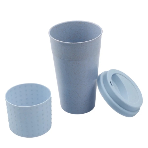 Eco-friendly Coffee Tea Cup Wheat Straw Travel Water Drink Mug with Silicone Lid Drinking Mugs