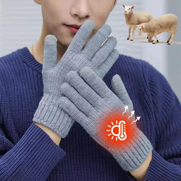 Men Knitted Thick Thermal Full Finger Gloves Women Men Winter Outdoor Warm Wool Driving Fingerless Gloves Touchscreen Mittens