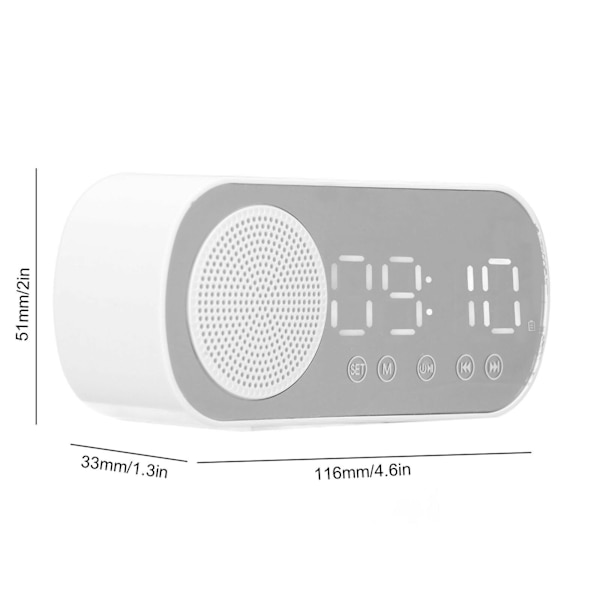Digital Alarm Clock HIFI FM Radio Bluetooth 5.0 Speaker Mirror Clock Table Clock-